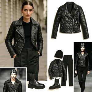 Alexander Wang H&M Leather Jacket Black Quilted Biker 36 US 6